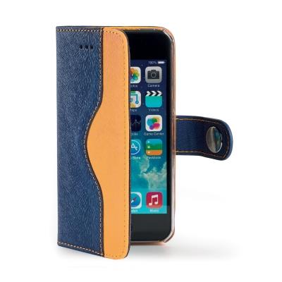 Celly ONDA pouzdro pro Apple iPhone 5/5s, eko kÅ¯Å¾e, modro-oranÅ¾ovÃ©