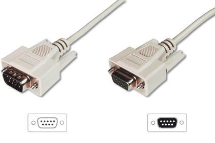 ASSMANN RS232 Extension cable DSUB9 M (plug)/DSUB9 F (jack) 2m beige