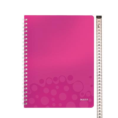 Exercise book, graph paper A4 PP Leitz WOW, pink