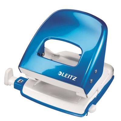 Punch: large size, metal Leitz, metallic blue, 10-year warranty, 30 sheets