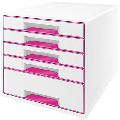 5-drawer cabinet Leitz WOW, pearl white/pink