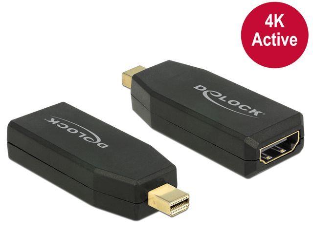 Delock adaptÃ©r mini Displayport 1.2 samec > HDMI samice 4K Active ÄernÃ½