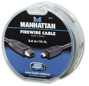 Manhattan IEEE 1394 FireWire kabel 6-Pin/4-Pin 3m, ÄernÃ½