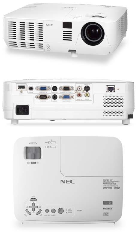 Projektor NEC V311W; DLP; WXGA (1280x800); 3100 ANSI; 3000:1; HDMI; RJ45; 3D