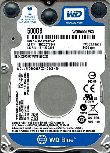 WD Blue WD5000LPCX 500GB HDD 2.5'', SATA/600, 5400RPM, 16MB cache
