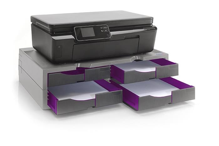 A4 Organizer/Stand for printers, MFP's and monitors (grey/purple, 4 drawers)