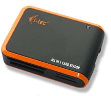 i-tec USB 2.0 All-in-One Memory Card Reader - BLACK/ORANGE Travel ÄteÄka
