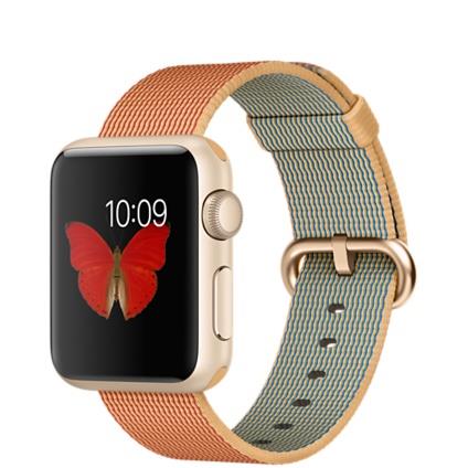 Apple Watch Sport 38mm Gold Aluminium Case with Gold/Red Woven Nylon