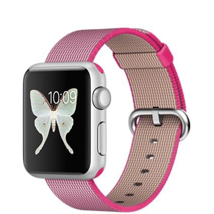 Apple Watch Sport 38mm Silver Aluminium Case with Pink Woven Nylon