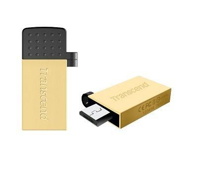 Transcend Jetflash 380G OTG flashdisk USB 2.0 32GB, USB + micro USB, zlatÃ½
