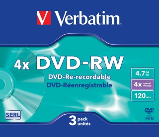 Verbatim DVD-RW [ slim jewel case 3 | 4.7GB | 4x | Matt Silver ]