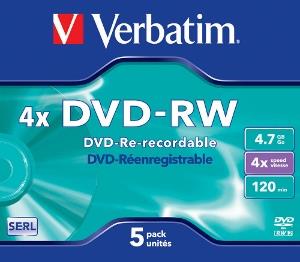 Verbatim DVD-RW [ jewel case 5 | 4.7GB | 4x ]