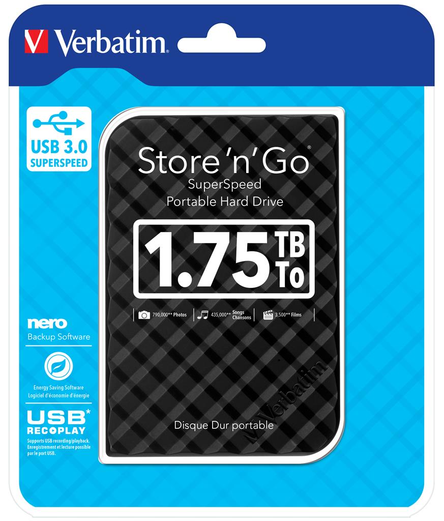 Verbatim Store 'n' Go 1,75TB, externÃ­ HDD 2.5'' USB 3.0, ÄernÃ½