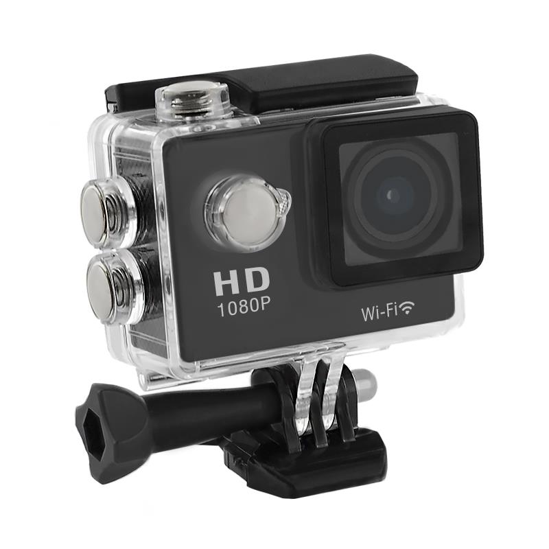 2.0'' Waterproof Sports Camera Full HD QOLTEC for helmet/bike | Wi-Fi | black