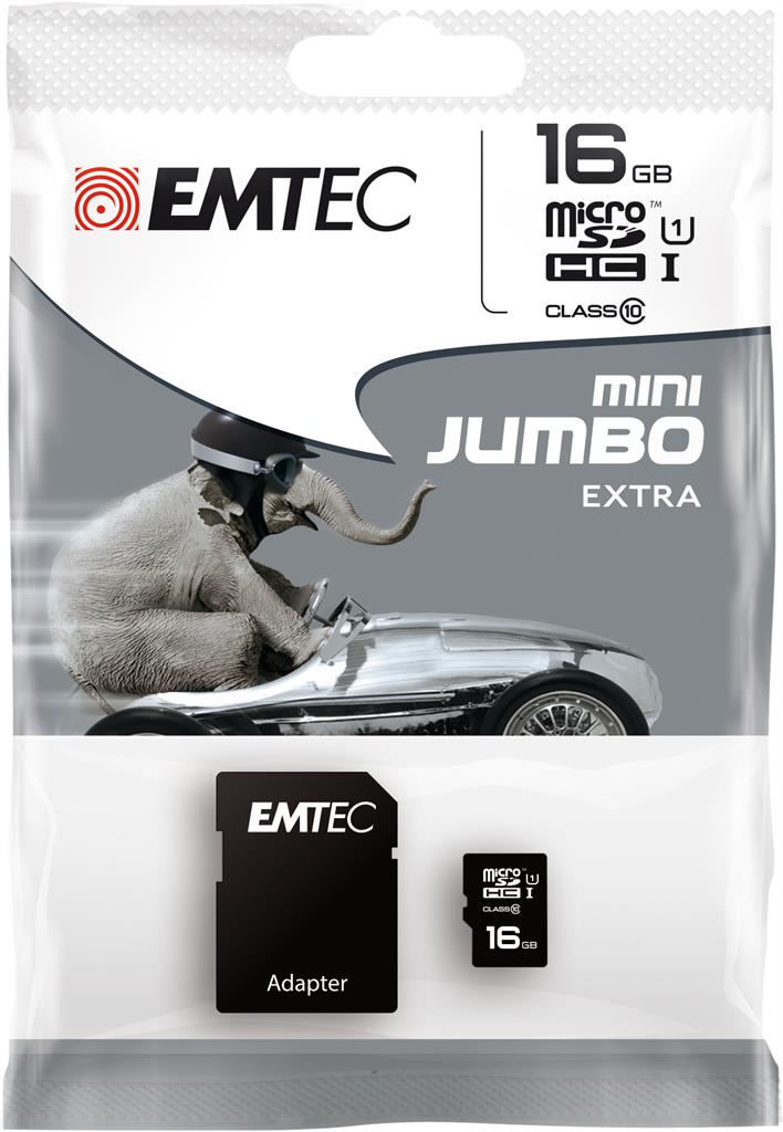EMTEC Micro SDHC karta 16GB Class 10 (45MB/s, 14MB/s) + adaptÃ©r SDHC